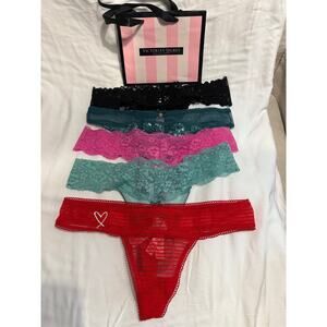 NWT/NWOT Victoria’s Secret Lace Thong Panty Lot – Size M – Mixed Colors
